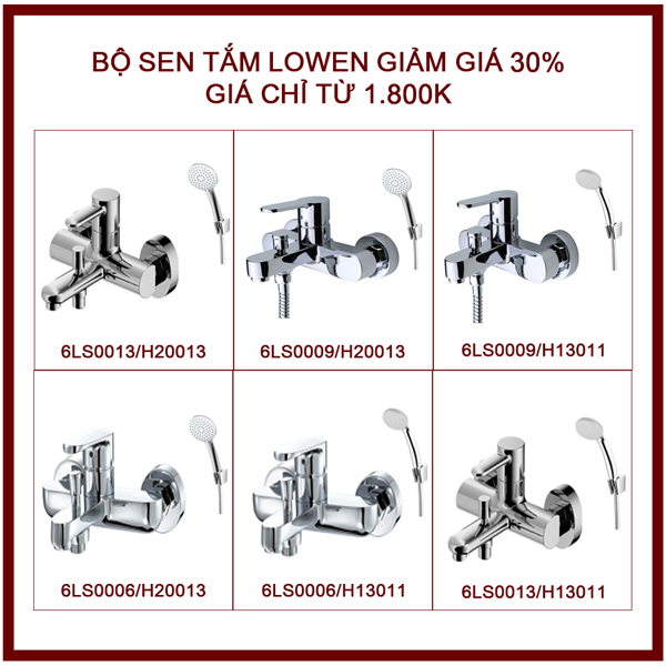 Bộ sen tắm LOWEN giảm giá 30%