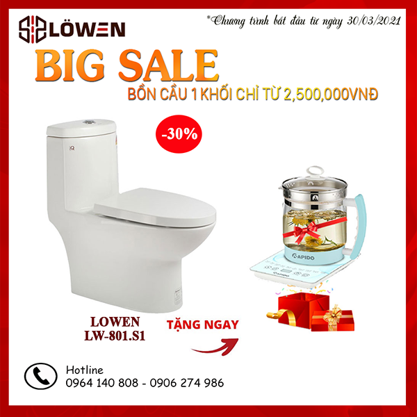 Bồn cầu 1 khối LOWEN LW-801.S1