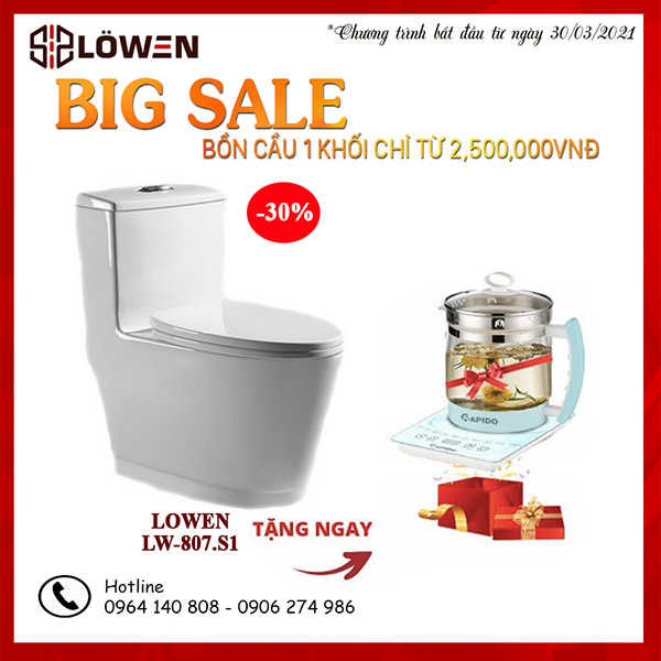 Bồn cầu 1 khối LOWEN LW-807.S1