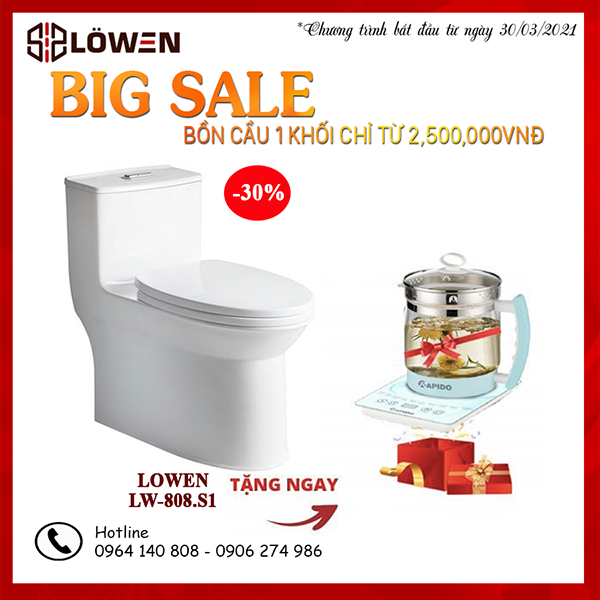 Bồn cầu 1 khối LOWEN LW-808.S1