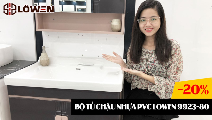 Review Bộ tủ chậu nhựa PVC LOWEN 9923-80